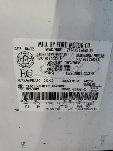 2013 FORD EXPLORER XLT  