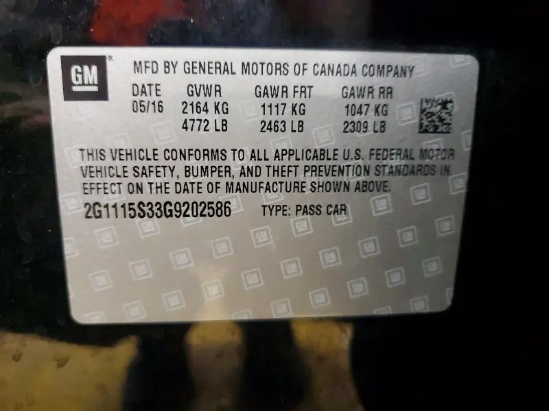 2016 CHEVROLET IMPALA LT  