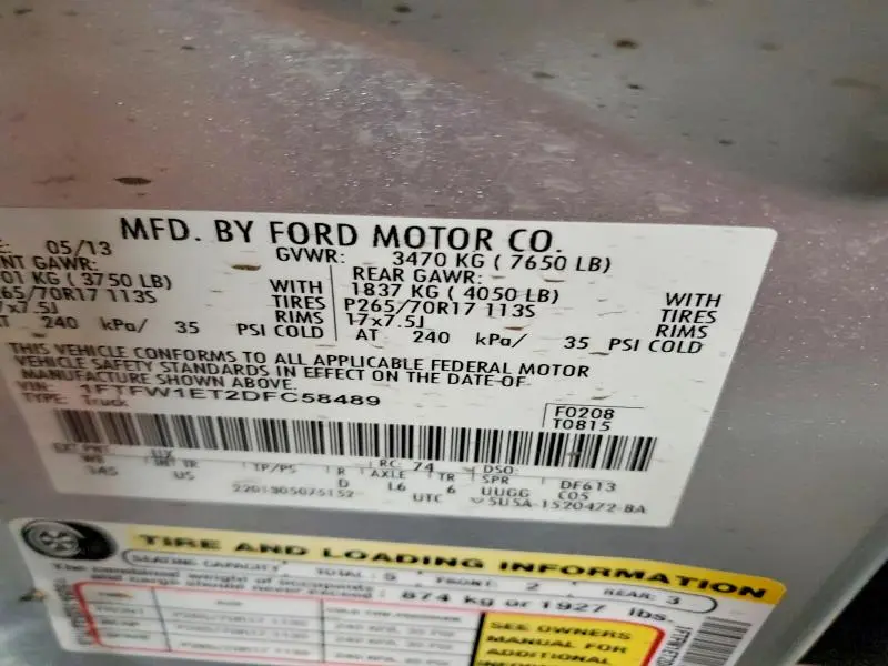 2013 FORD F150 SUPERCREW  