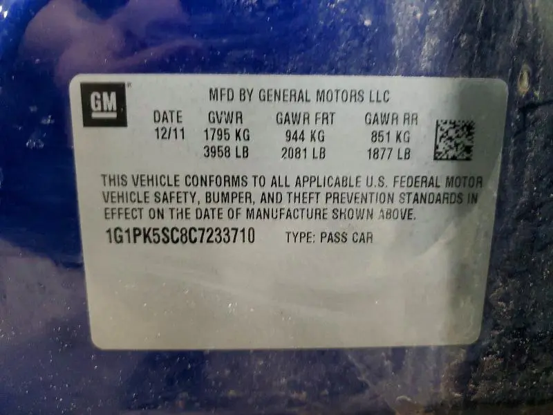 2012 CHEVROLET CRUZE ECO  