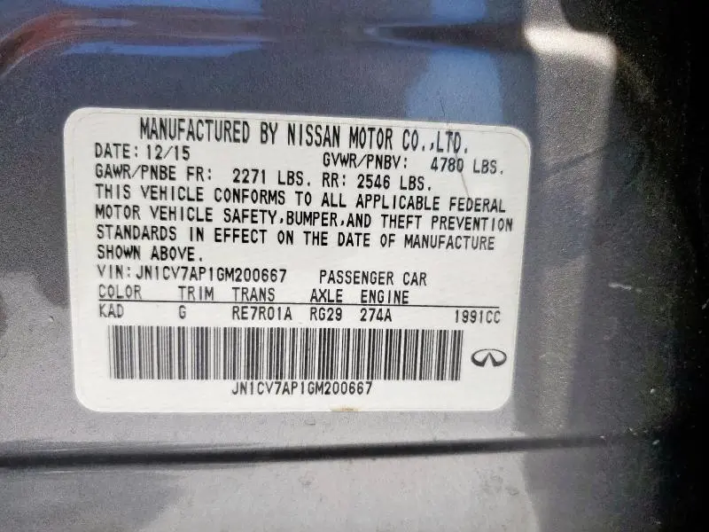 2016 INFINITI Q50 BASE  