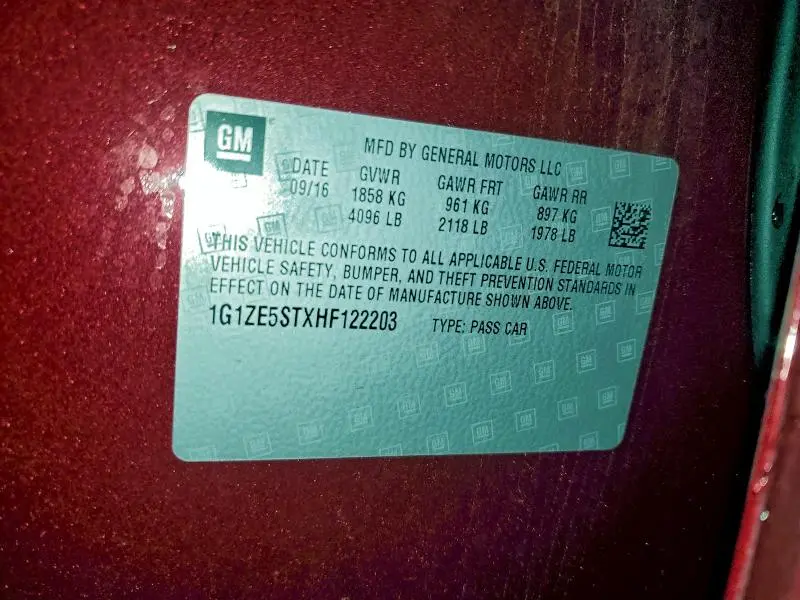 2017 CHEVROLET MALIBU LT  