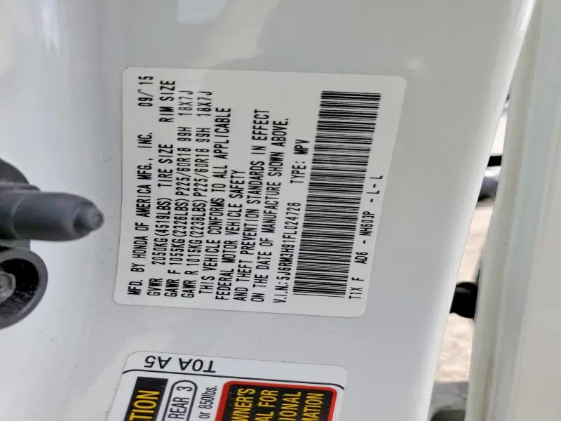 2015 HONDA CR-V TOURING  