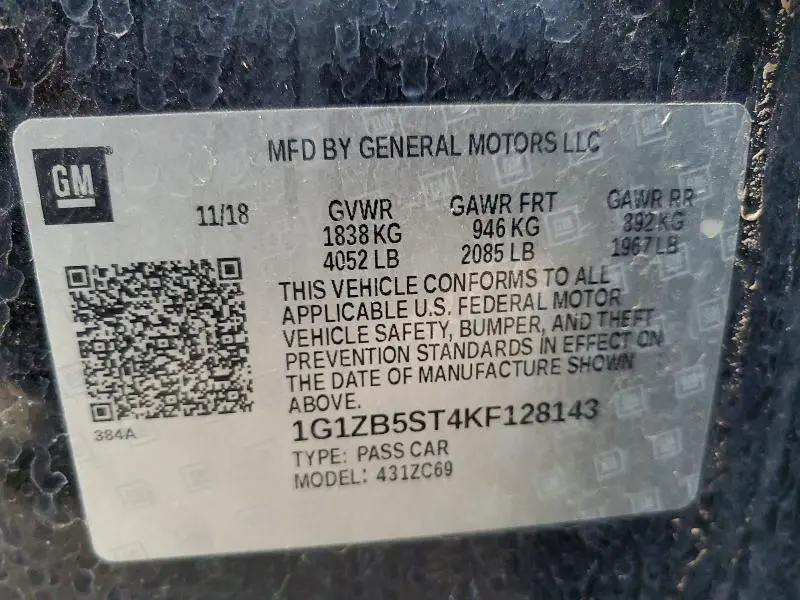 2019 CHEVROLET MALIBU LS  