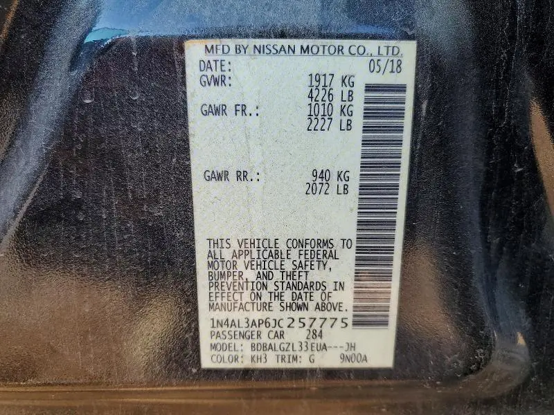 2018 NISSAN ALTIMA 2.5 S  