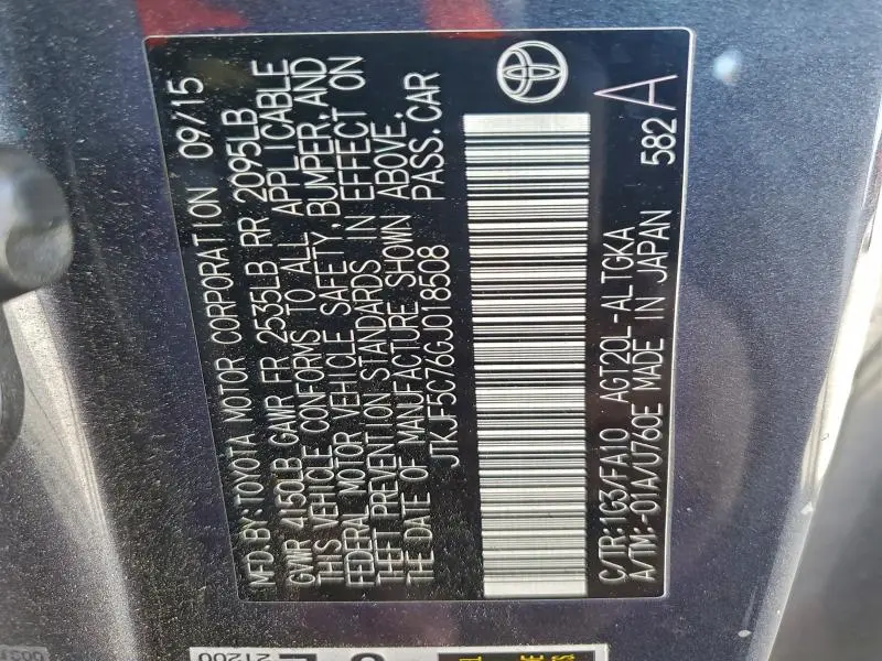 2016 TOYOTA SCION TC   