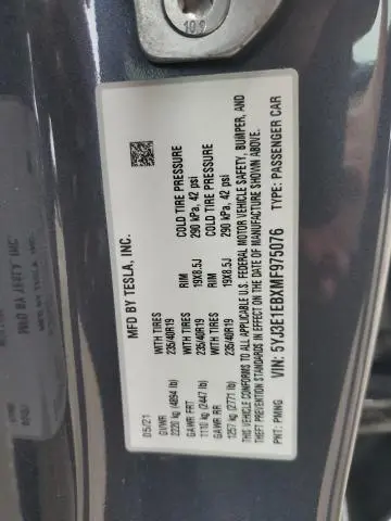 2021 TESLA MODEL 3   