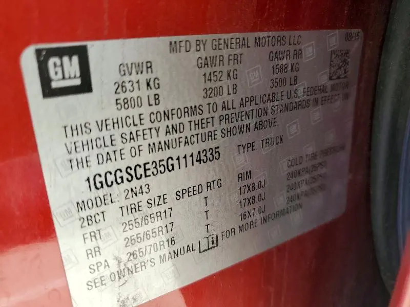 2016 CHEVROLET COLORADO LT  