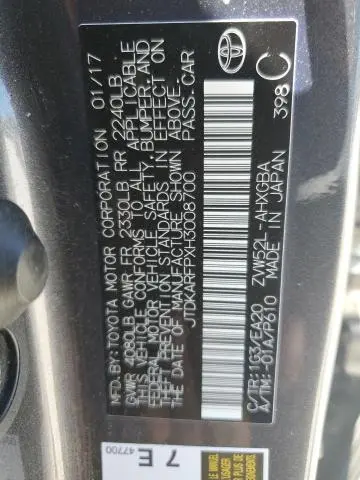 2017 TOYOTA PRIUS PRIME   