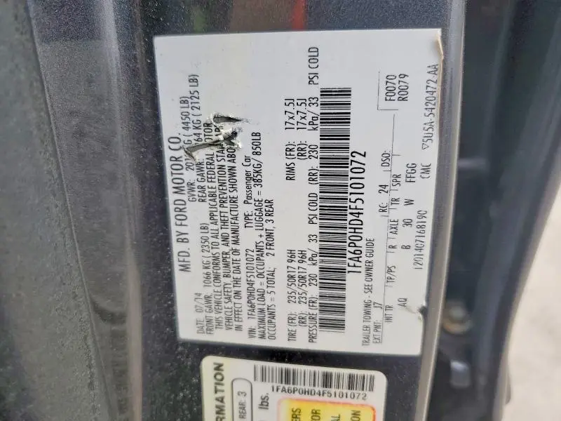 2015 FORD FUSION SE  