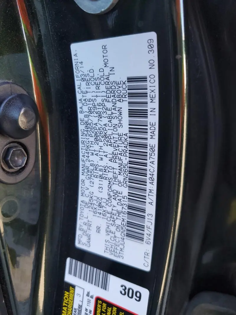 2014 TOYOTA TACOMA DOUBLE CAB PRERUNNER  