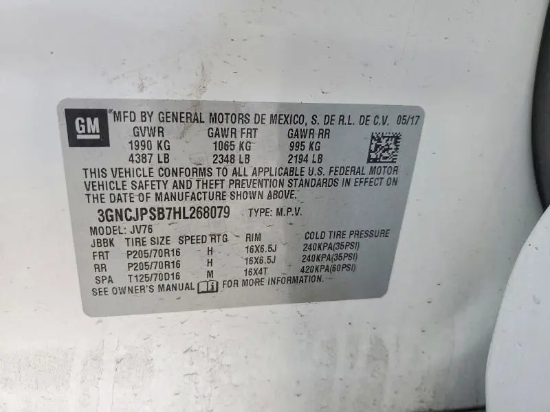 2017 CHEVROLET TRAX 1LT  