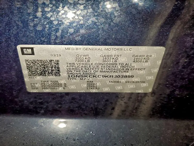 2019 CHEVROLET TAHOE K1500 PREMIER  