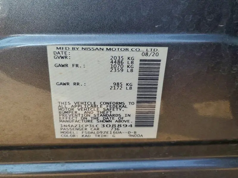 2020 NISSAN LEAF SV  