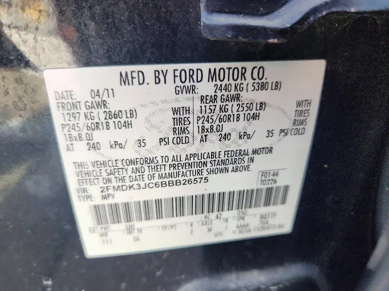 2011 FORD EDGE SEL  