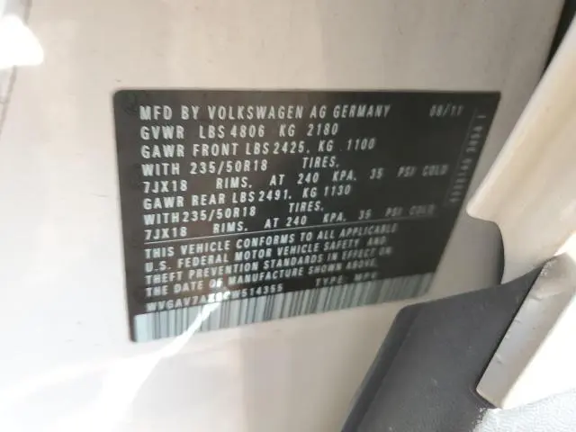 2012 VOLKSWAGEN TIGUAN S