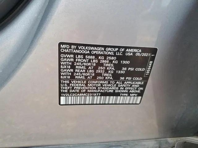 2021 VOLKSWAGEN ATLAS CROSS SPORT SE  