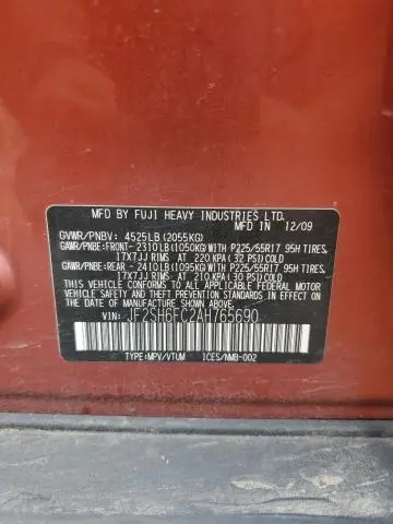 2010 SUBARU FORESTER 2.5XT LIMITED  