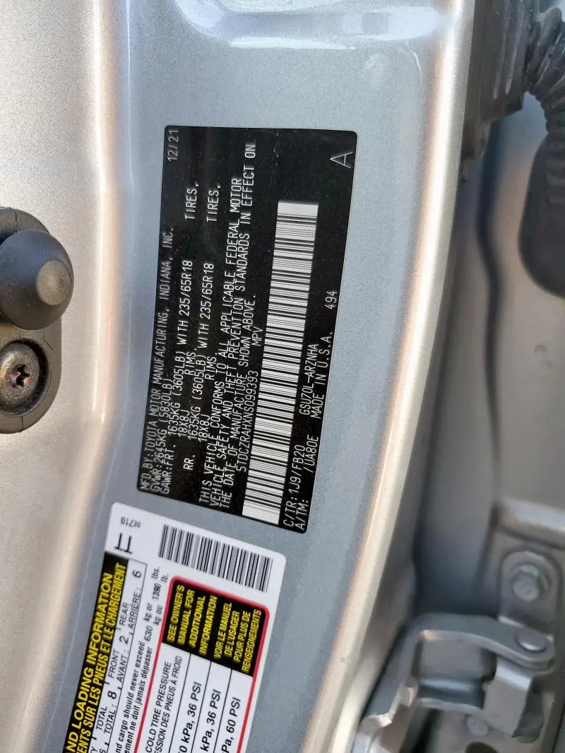 2022 TOYOTA HIGHLANDER L  