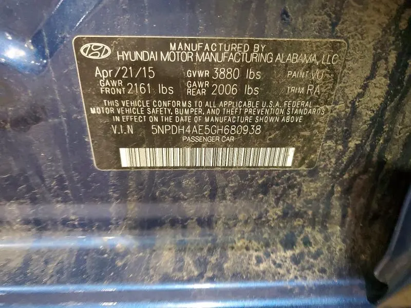 2016 HYUNDAI ELANTRA   