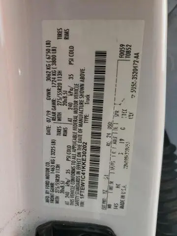 2019 FORD F150 SUPERCREW  