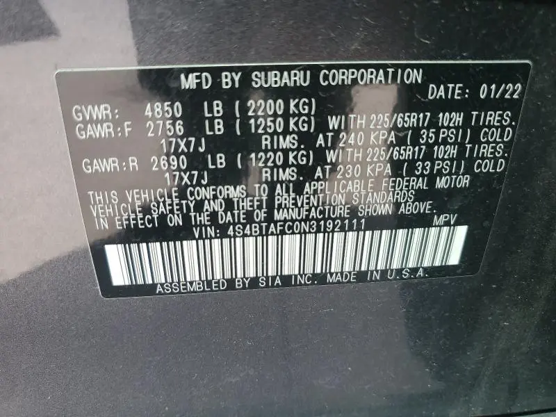 2022 SUBARU OUTBACK PREMIUM  