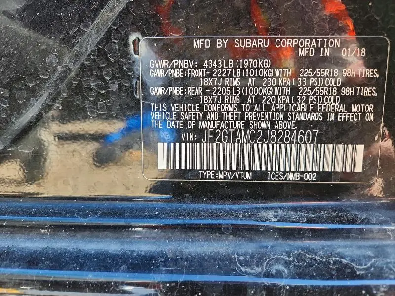 2018 SUBARU CROSSTREK LIMITED  