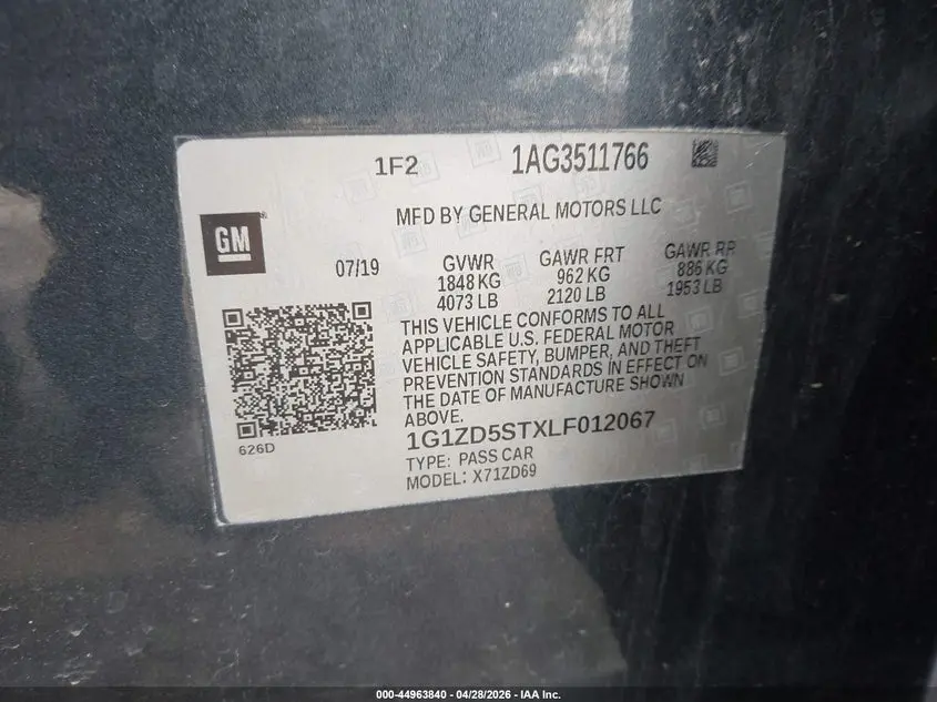 2020 CHEVROLET MALIBU FWD LT