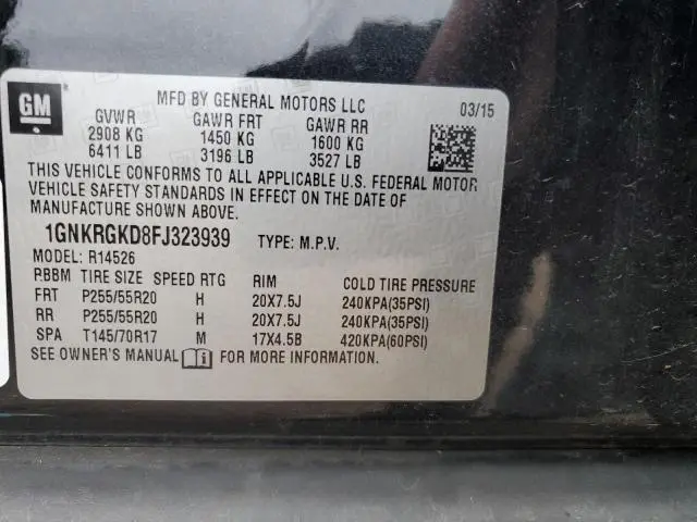 2015 CHEVROLET TRAVERSE LT  