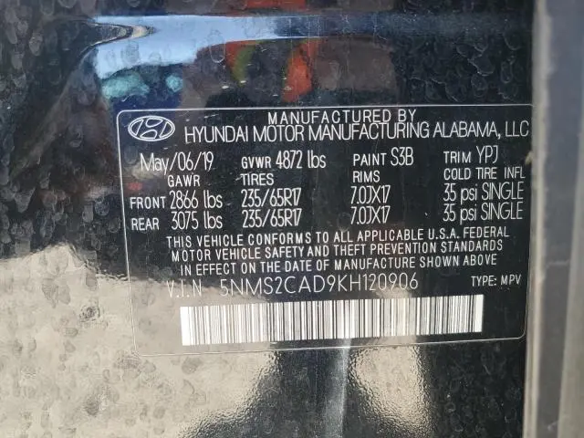 2019 HYUNDAI SANTA FE SE  