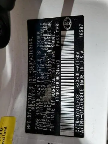 2017 TOYOTA AVALON XLE  