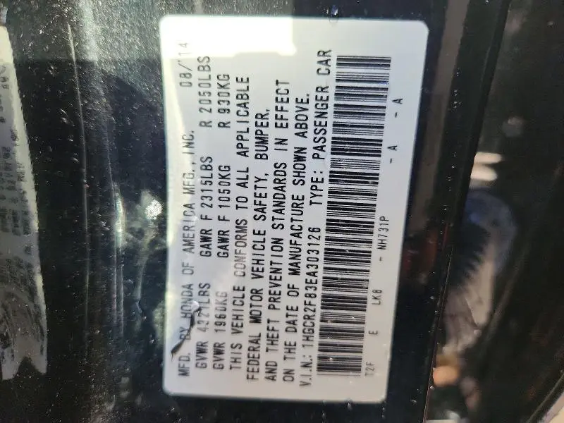 2014 HONDA ACCORD EXL  