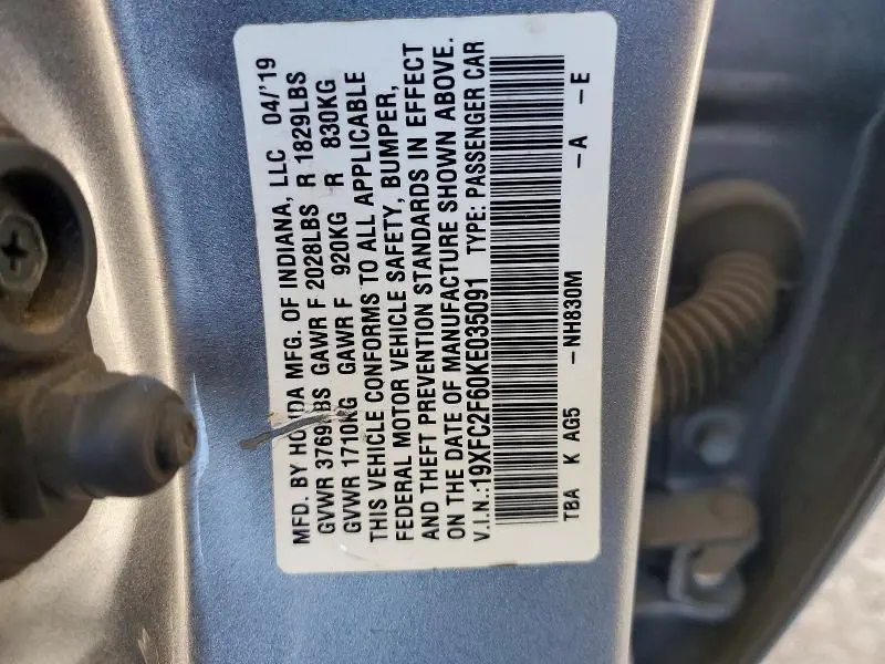 2019 HONDA CIVIC LX  