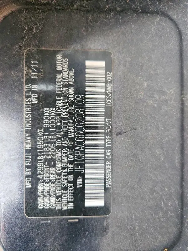 2012 SUBARU IMPREZA PREMIUM  