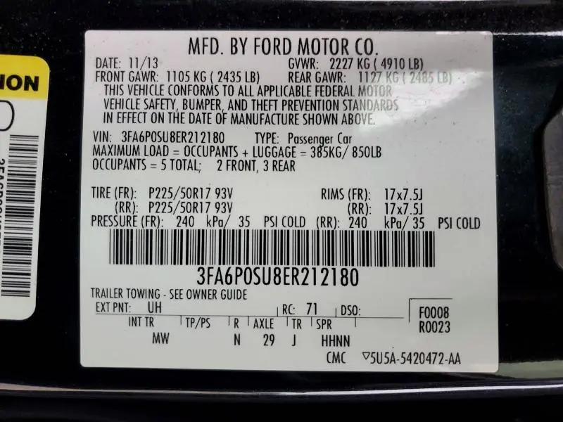 2014 FORD FUSION TITANIUM PHEV  