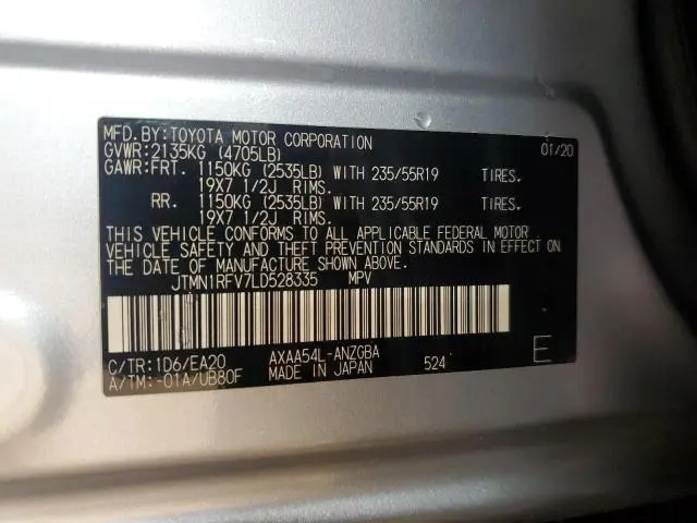 2020 TOYOTA RAV4 LIMITED  