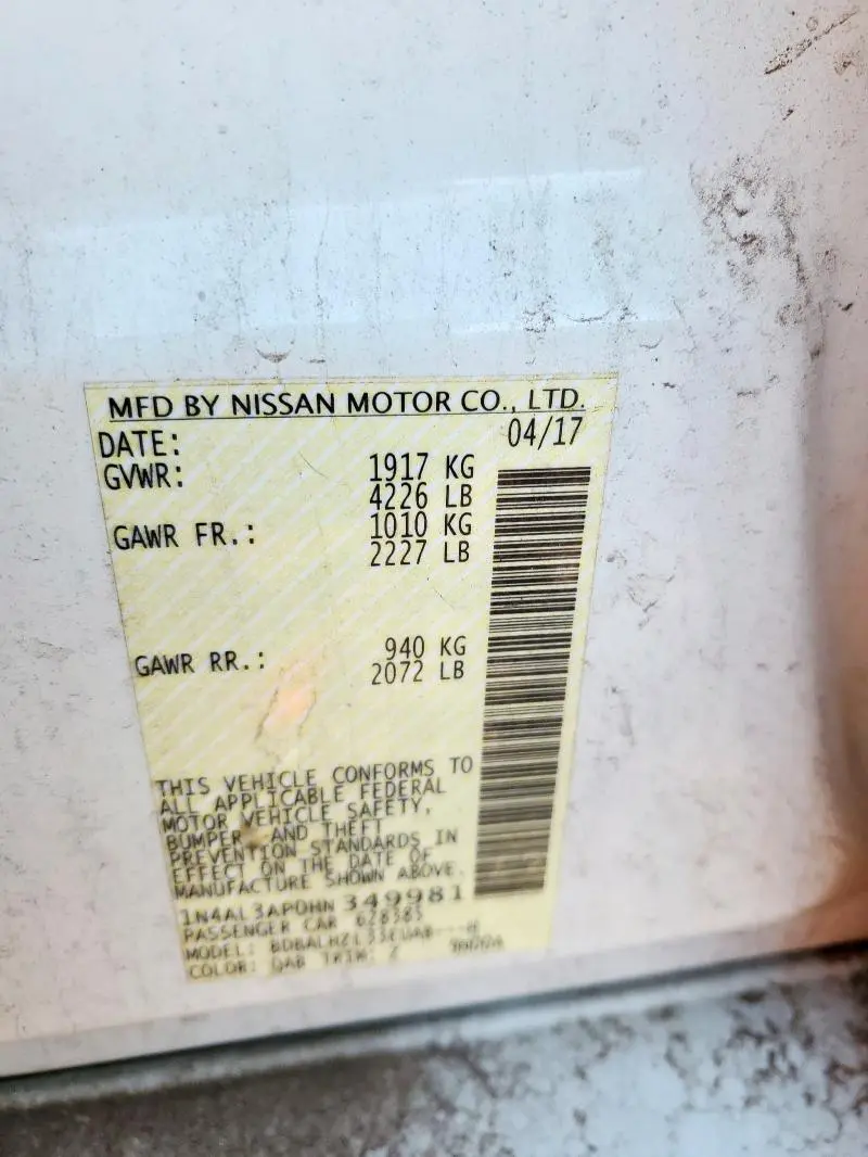 2017 NISSAN ALTIMA 2.5