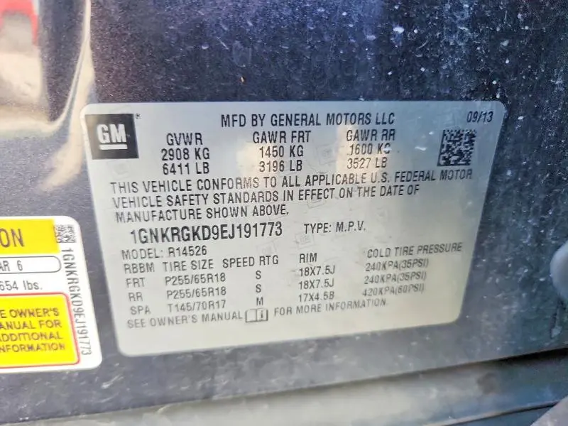 2014 CHEVROLET TRAVERSE LT  