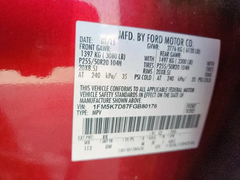 2015 FORD EXPLORER XLT  