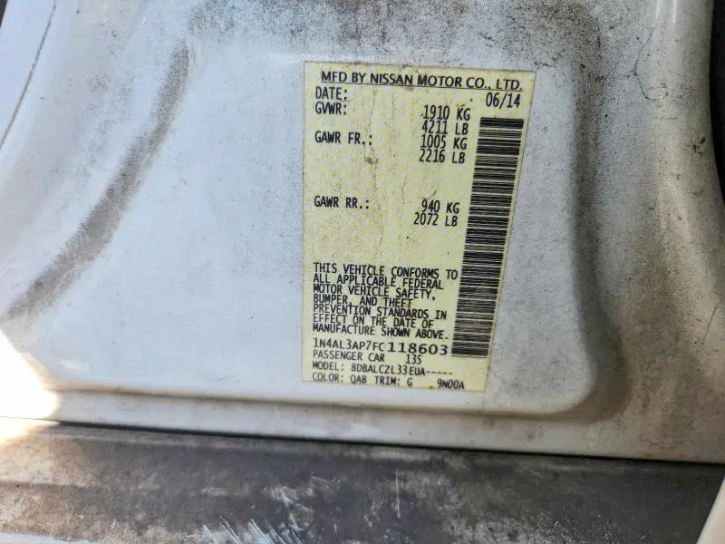 2015 NISSAN ALTIMA 2.5 S  