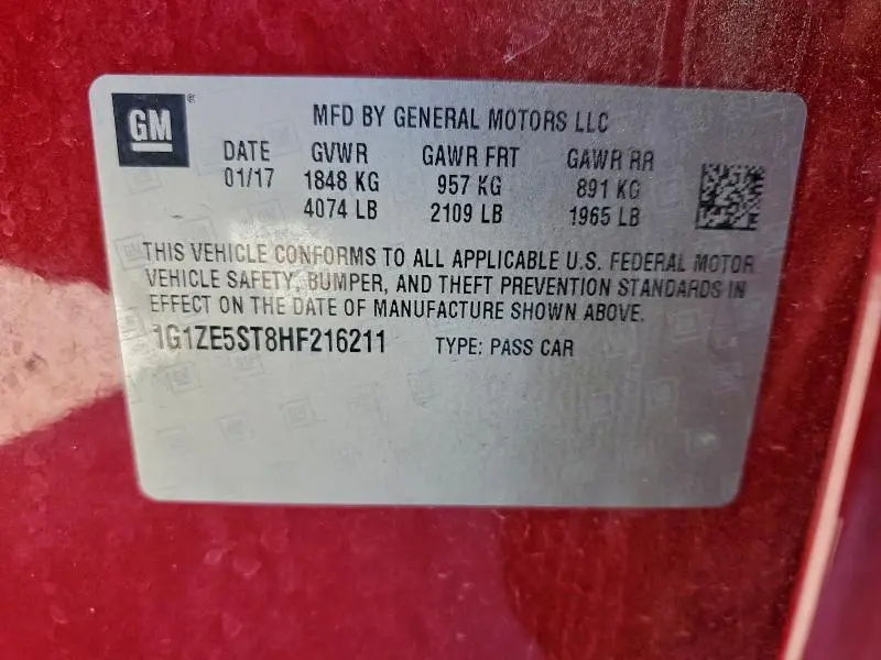 2017 CHEVROLET MALIBU LT  