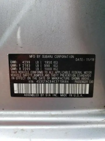 2019 SUBARU IMPREZA PREMIUM  