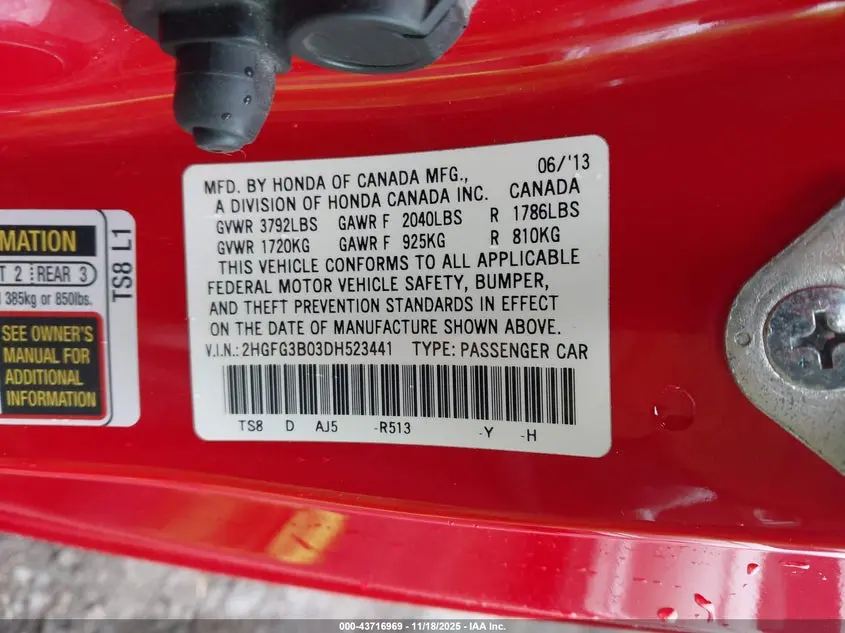 2013 HONDA CIVIC EX-L