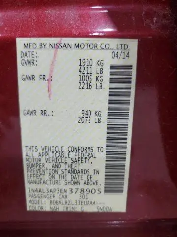 2014 NISSAN ALTIMA 2.5  