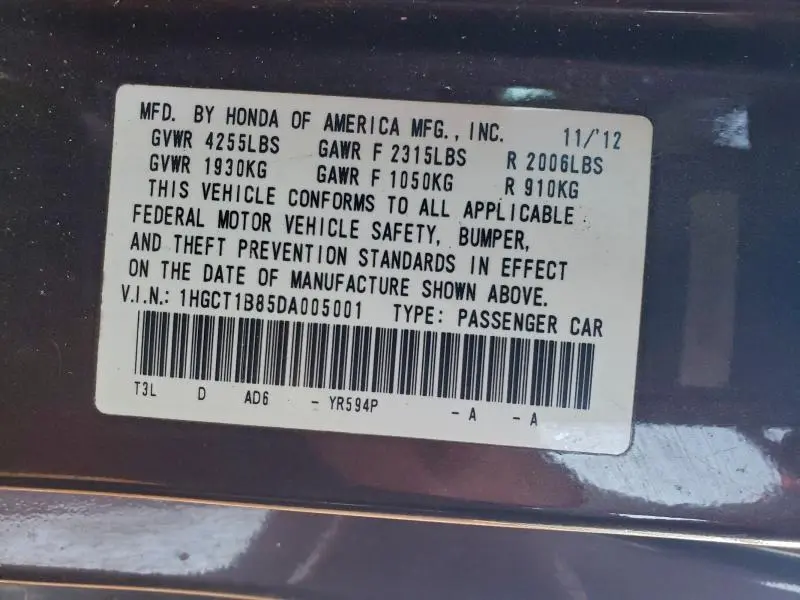 2013 HONDA ACCORD EXL  