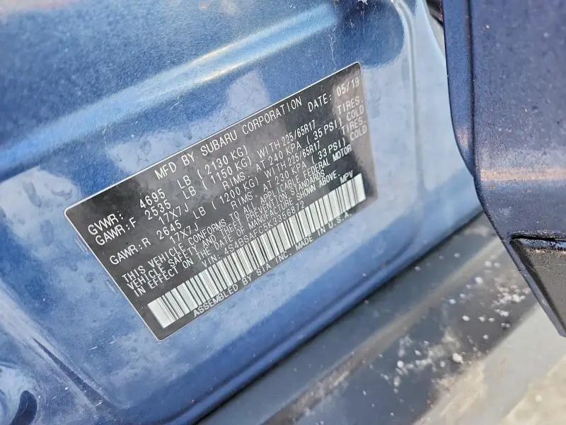 2019 SUBARU OUTBACK 2.5I PREMIUM  