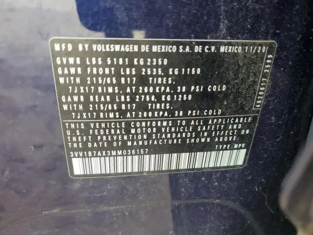 2021 VOLKSWAGEN TIGUAN S  