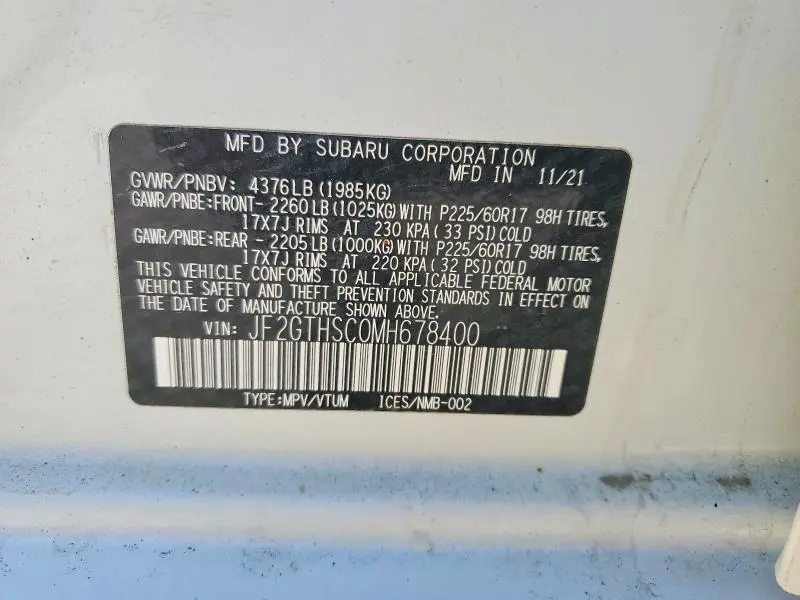 2021 SUBARU CROSSTREK SPORT  