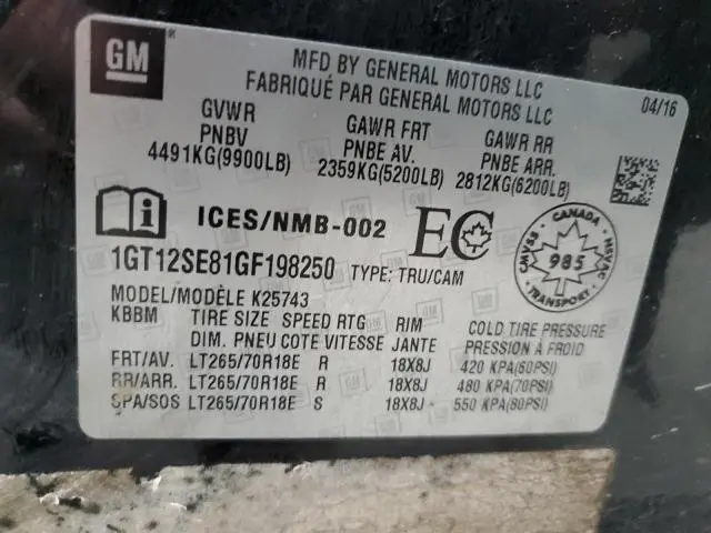 2016 GMC SIERRA K2500 SLE  