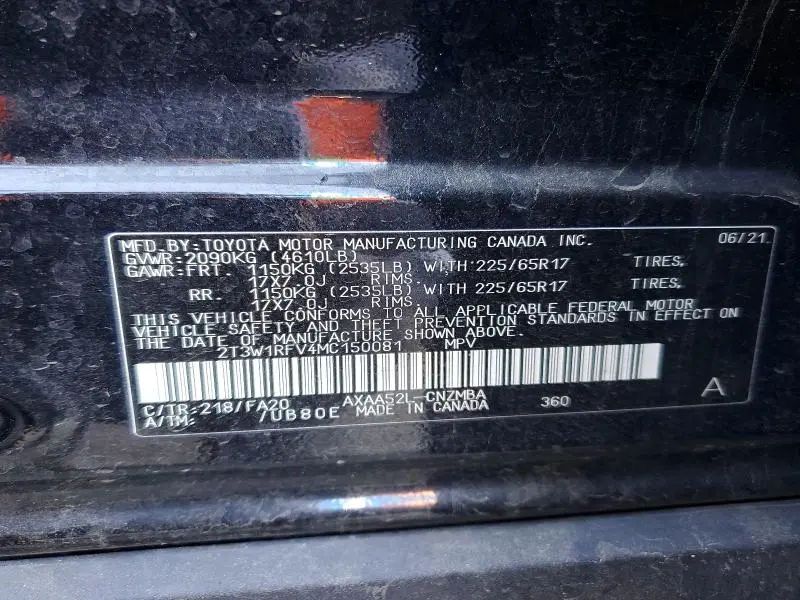 2021 TOYOTA RAV4 XLE  
